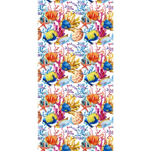 TELO Mare LETTINO TEDDY PESCI Dipinti In microfibra CON TASCHE MISURA cm. 80 X 190