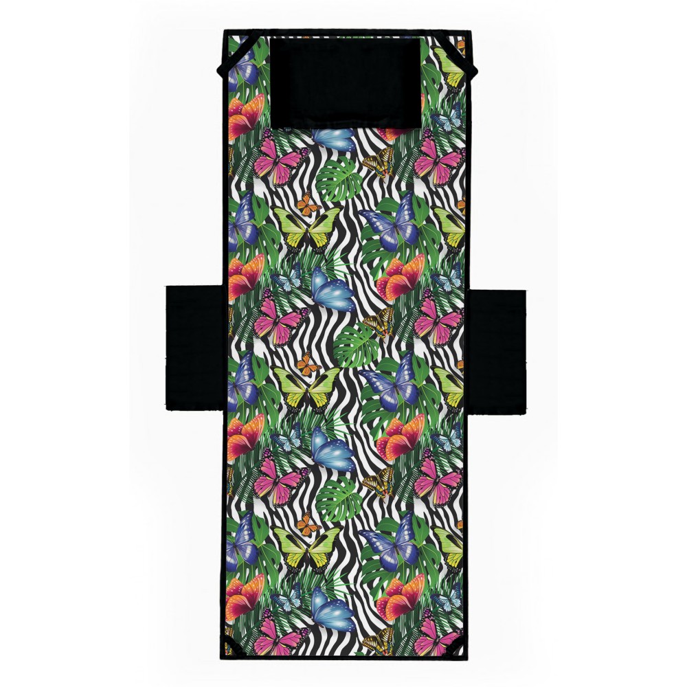 BEACH TOWEL BUTTERFLY TEDDY SUNBED in microfiber WITH POCKETS SIZE cm. 80 X 190