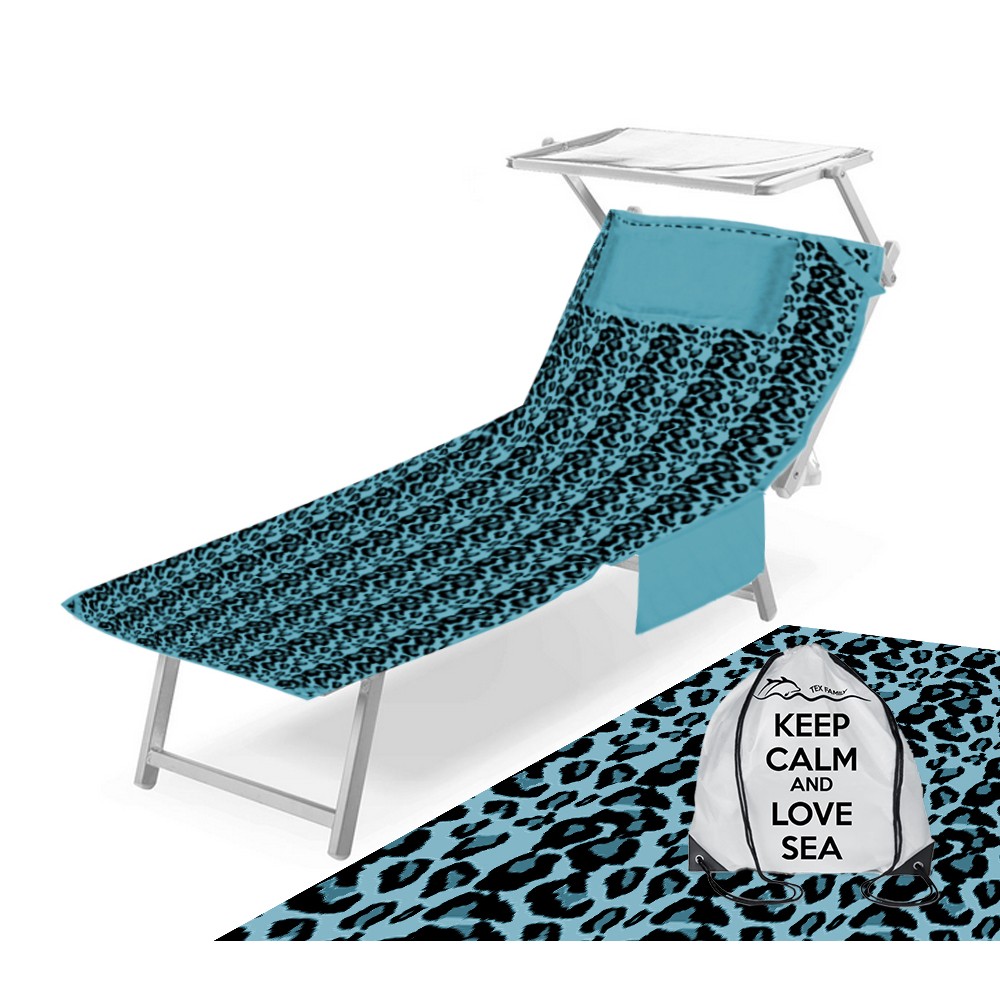 blue leopard sun lounger towel