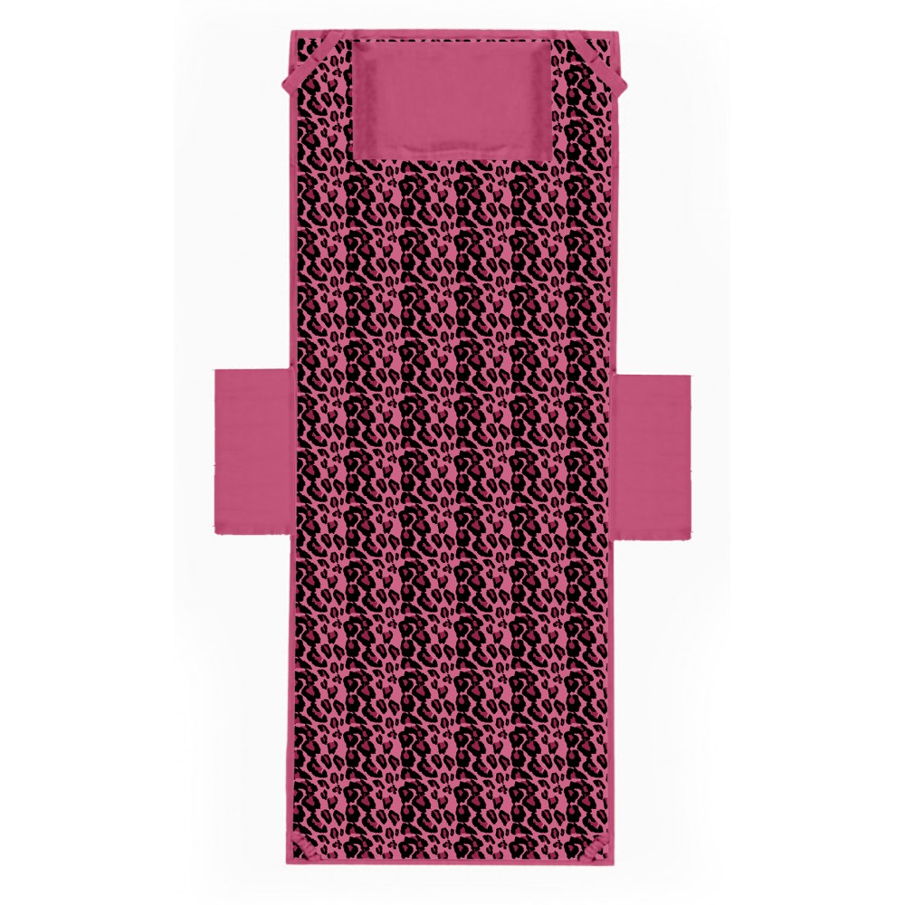 TELO Mare LETTINO TEDDY LEOPARDO ROSA in microfibra CON TASCHE MISURA cm. 80 X 190