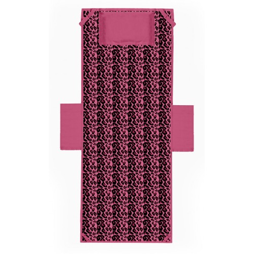 STRANDTUCH TEDDY SONNENLIEGE LEOPARD ROSA aus Mikrofaser MIT TASCHEN GRÖSSE cm. 80 X 190 CM