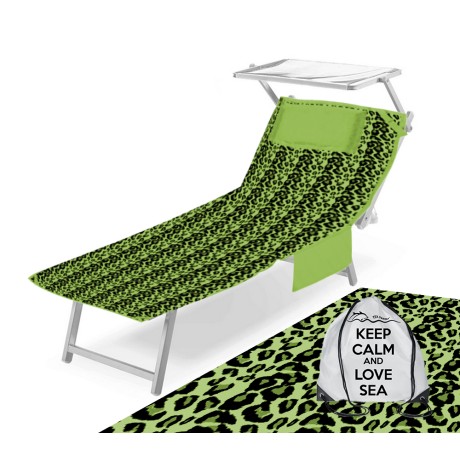 Toalla de playa tumbona leopardo verde