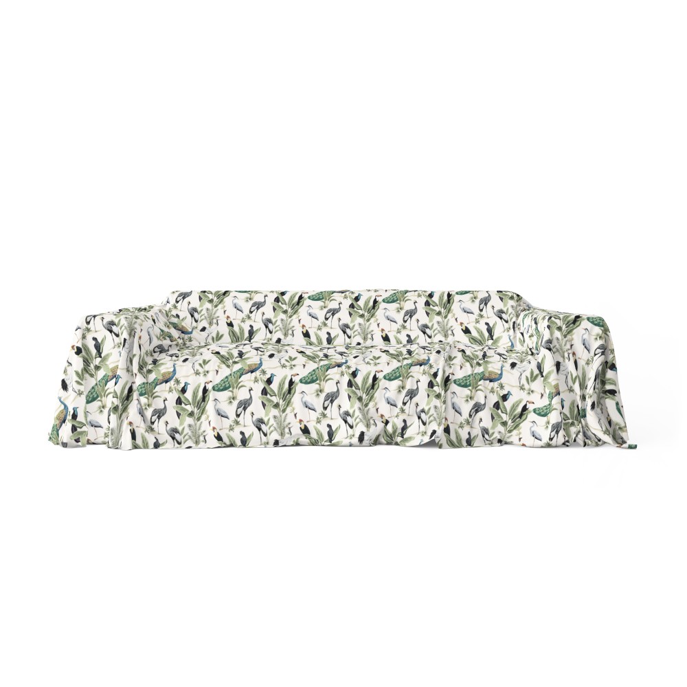 TELO ARREDO copritutto GRAN FOULARD COPRILETTO copridivano TESSUTO LONETA BIRDY con Uccelli