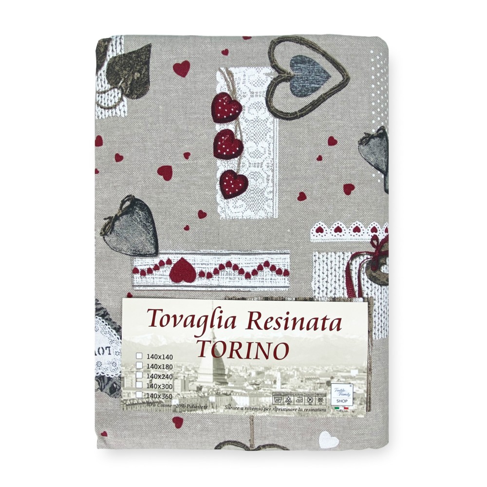 MANTEL ANTIMANCHAS TORINO RESINADO TIROLINA ACEBO ROJO