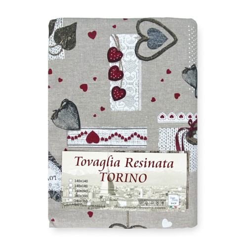MANTEL ANTIMANCHAS TORINO RESINADO TIROLINA ACEBO ROJO