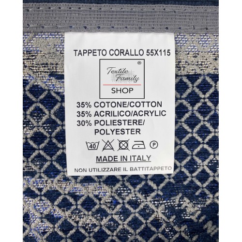 TAPIS antidérapant Mare MARINO Coralli Blu Made in Italy