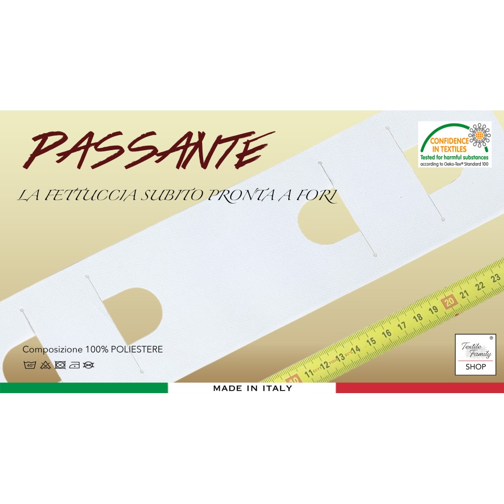 FETTUCCIA per TENDA Riloga ARRICCIA TENDE  Mod. PASSANTE A Metro Made in Italy