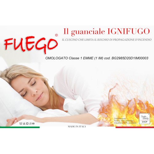 GUANCIALE Cuscino IGNIFUGO ANTIFIAMMA Made in Italy