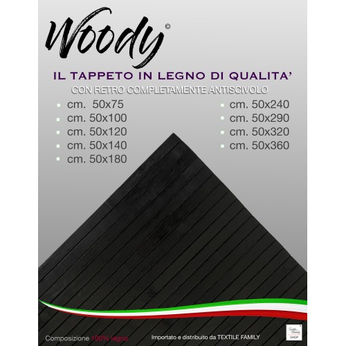 TAPIS de cuisine en bois bambou WOODY rejoint BLACK