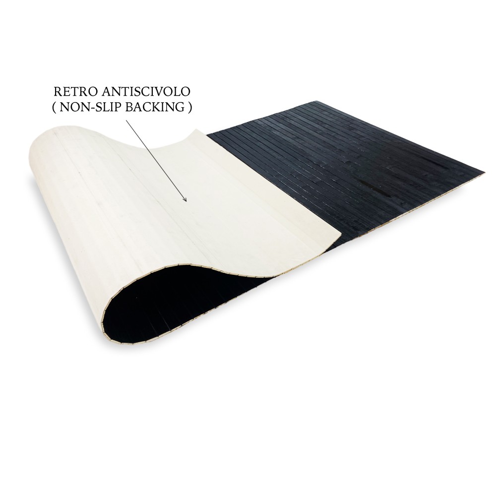 TAPPETO cucina IN LEGNO bamboo WOODY unito NERO