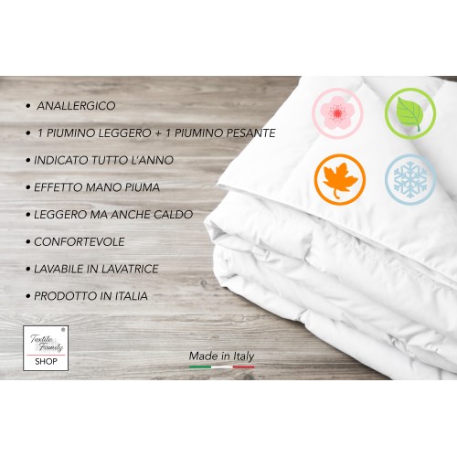 PIUMINO ANALLERGICO Quattro 4 Stagioni in Calda e Morbida Microfibra Made in Italy FEEL GOOD