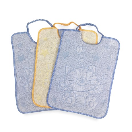 SET 3 LÄTZCHEN, KUSCHELN, BABYLÄTZCHEN, CM. 29x35 elastischer Knebel aus reiner Baumwolle