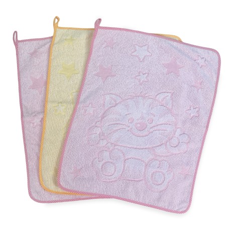 SET 3 TOALLAS DE GUARDERÍA PARA MIMOS DE NIÑOS cm. 40x50 en Puro Algodón