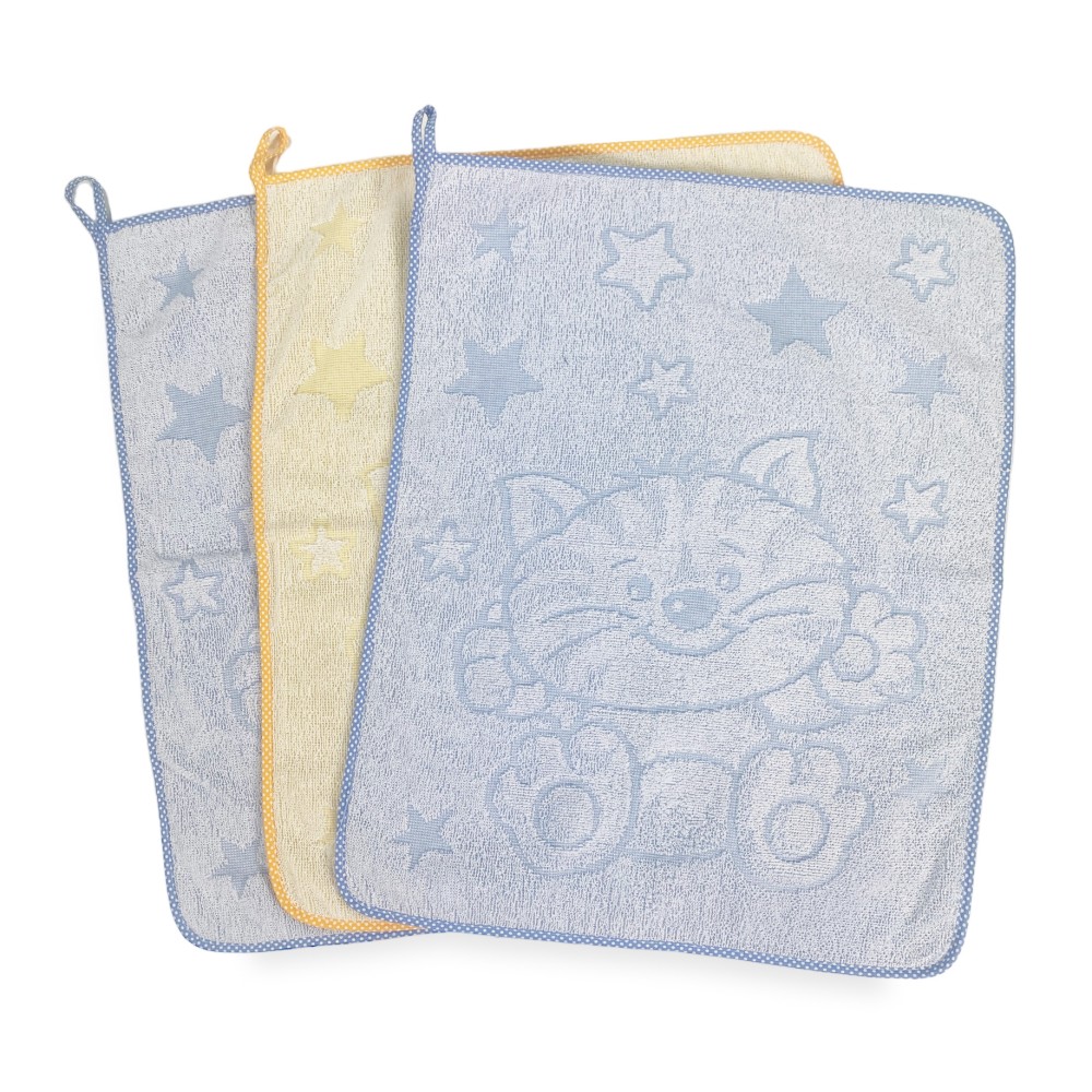 SET 3 NURSERY TOWELS FOR CHILDREN CUDDLES cm. 40x50 in Pure cotton
