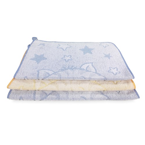 SET 3 SERVIETTES JARDIN MATERNELLE enfant cocooning cm. 40x50 en pur coton