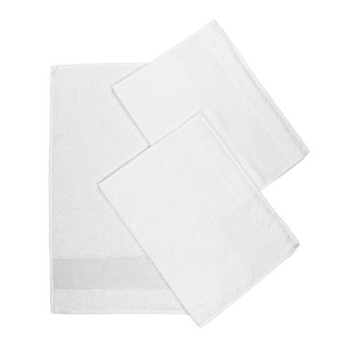 SET di 3 ASCIUGAMANI ASILO in TINTA Unita TUTTO Bianco con tela AIDA per ricamare