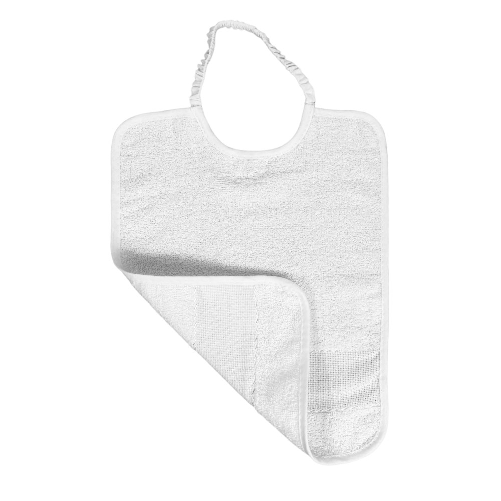 SET 6 BABY-LÄTZCHEN IN EINFARBIG GANZ Weiß mit Gummiband aus reiner Baumwolle mit AIDA-Canvas zum Aufsticken des Namens