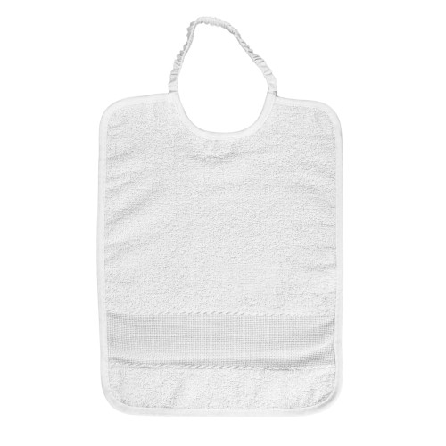 SET 6 BAVAGLINI bambino IN TINTA Unita TUTTO Bianco con elastico in Puro cotone con tela AIDA per ricamare il nome