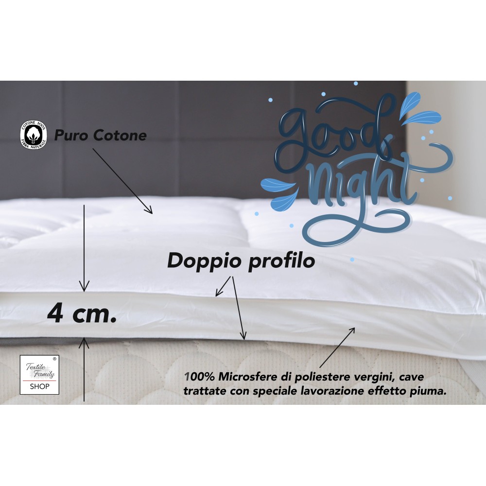 TOPPER for GOOD NIGHT Hypoallergenic Feather Effect Mattress in Microspheres Made in Italy