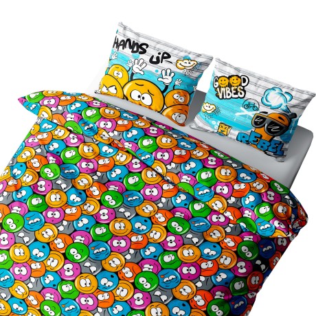EMOJI SMILEY NEW sheet set in Pure cotton Made in Italy 2
