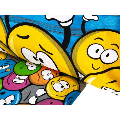 EMOJI SMILEY NEW Bettwäsche-Set aus reiner Baumwolle Made in Italy