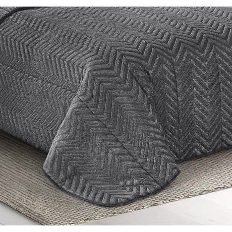 Suave Piel Sintética QUILT Gris Antracita 2 Cuadrados Doble 2
