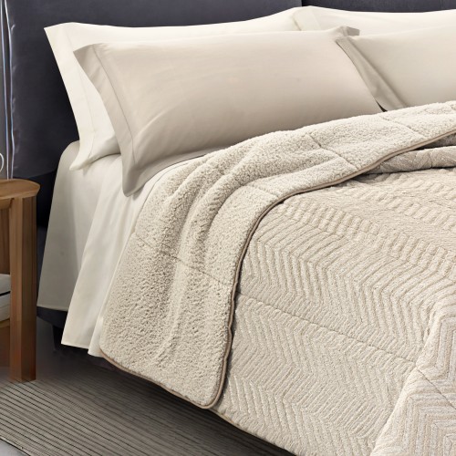 TRAPUNTA in Soffice Eco-pelliccia SPIGA Beige 2 Piazze Matrimoniale