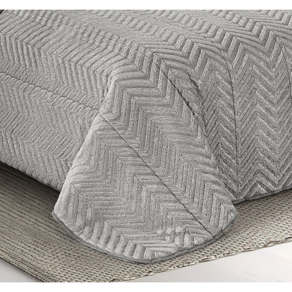 QUILT in Soft Faux Fur SPIKE Grey 2 Doubles Double