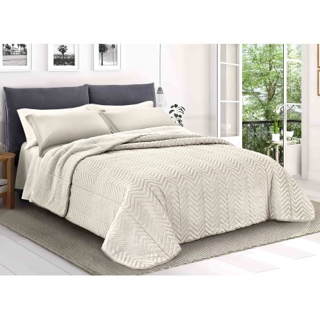 light cream faux fur quilt