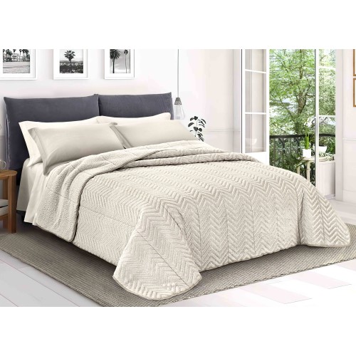 light cream faux fur quilt