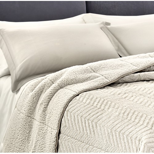 Weiches Kunstfell QUILT Hellcreme 2 Quadrate Doppelt