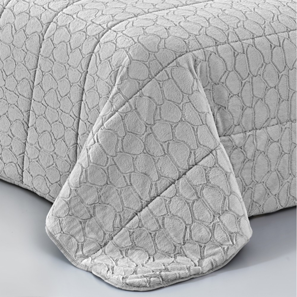 Soft Faux Fur QUILT PETRA Grey 2 Doubles Double