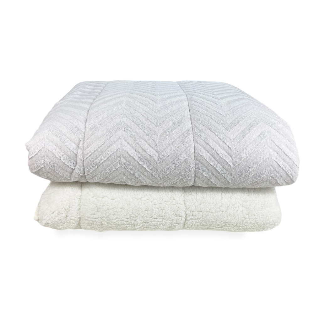 Soft Faux Fur QUILT Light Cream 2 Squares Double