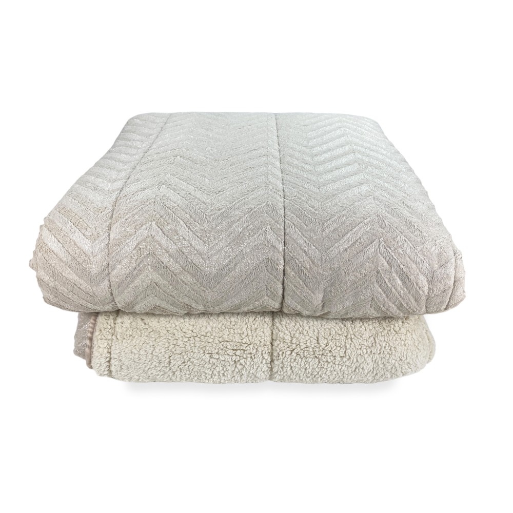 Weicher Kunstpelz QUILT Beige SPIKE 2 Doppelbetten