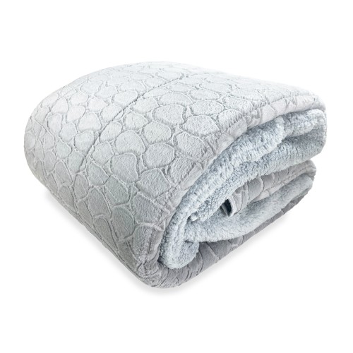 COUETTE en Fausse Fourrure Douce PETRA Gris 2 Lits Doubles