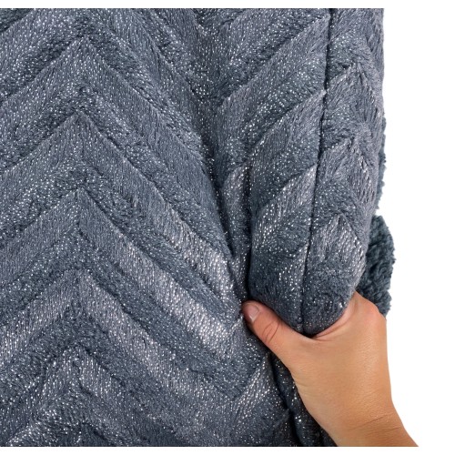 Soft Faux Fur QUILT Anthracite Grey 2 Square Double