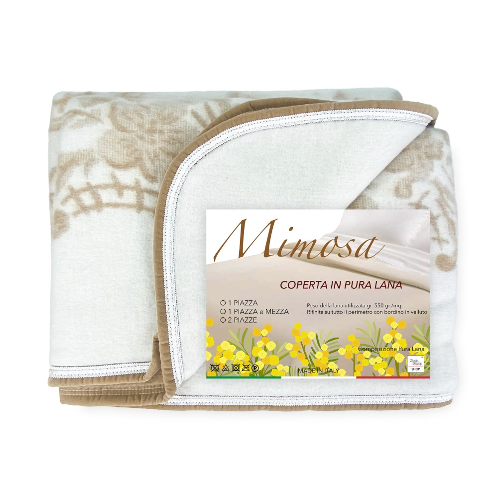 COPERTA Invernale IN PURA LANA MIMOSA-ANIROS Made in Italy