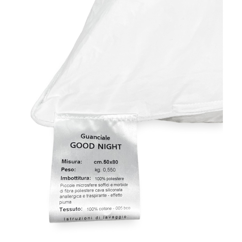 GUANCIALE cuscino ANALLERGICO EFFETTO Piuma GOOD NIGHT in Microsfere Made in Italy