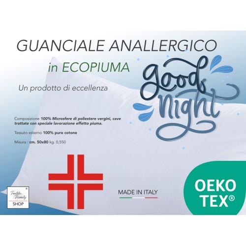 OREILLER HYPOALLERGÉNIQUE OREILLER EFFET PLUME BONNE NUIT en Microsphères Made in Italy