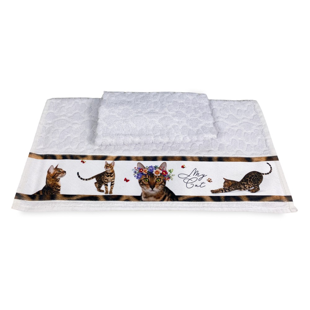 SET asciugamani GATTI Spiritosi in Puro cotone Made in Italy