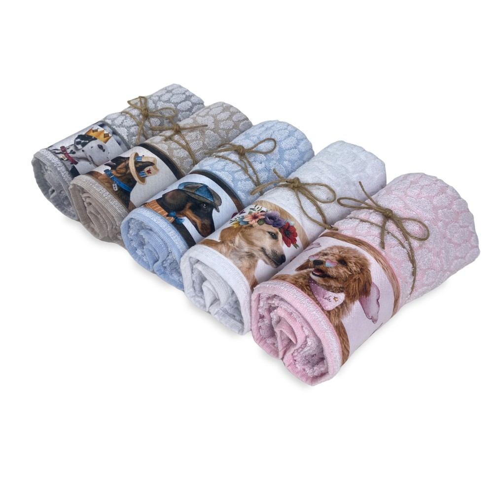 SET DOG Serviettes Pur Coton Made in Italy