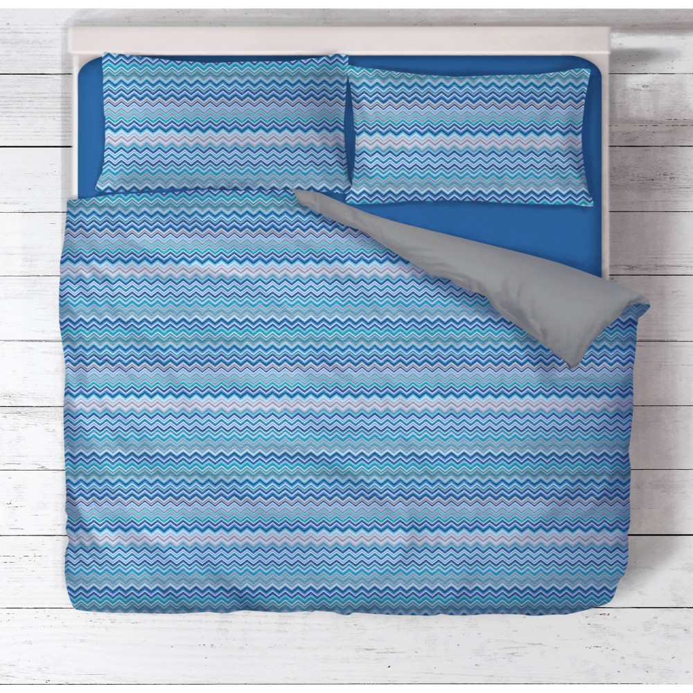 COPRIPIUMINO BEATRICE Blu in Puro cotone Made in Italy