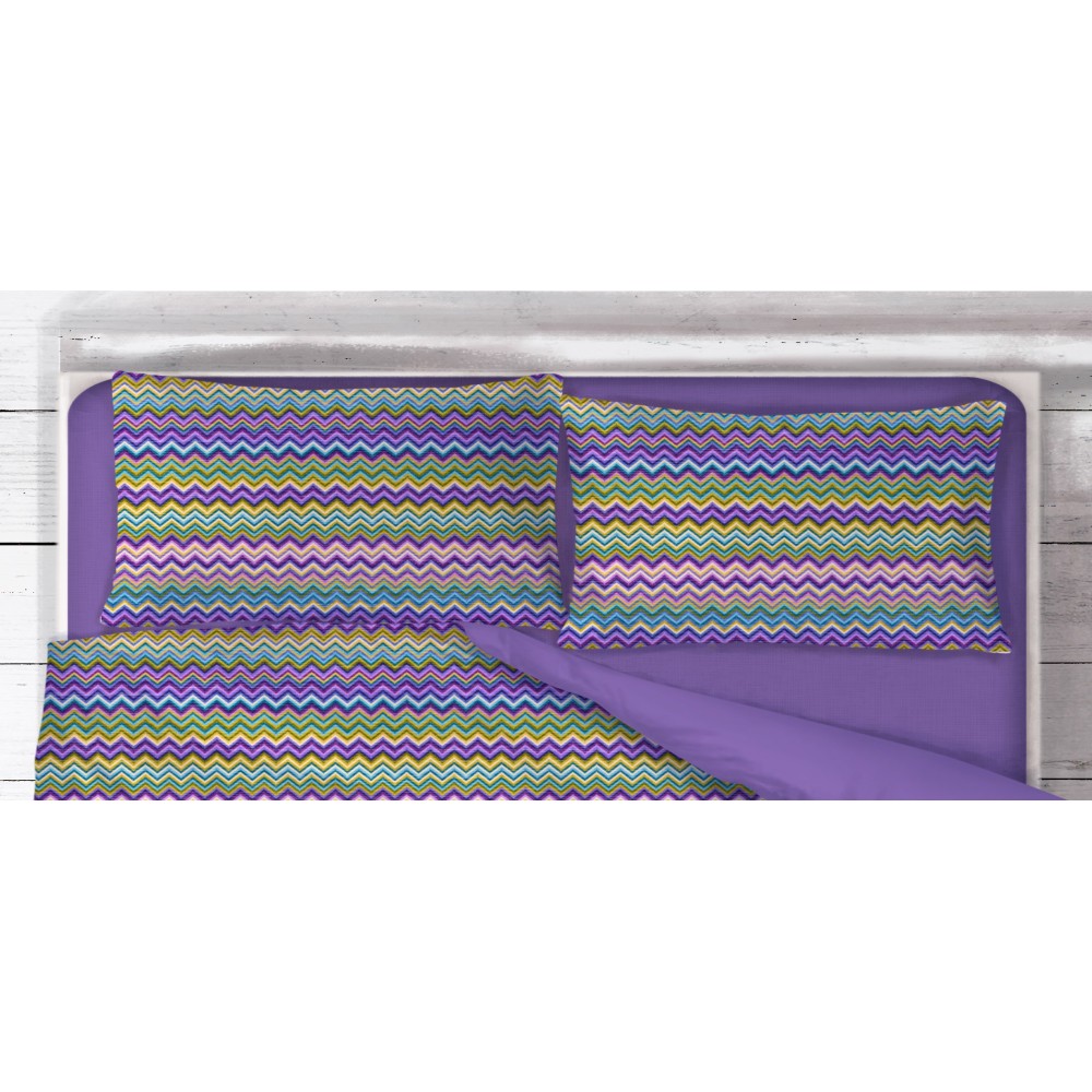 BEATRICE Housse de couette lilas en pur coton Made in Italy