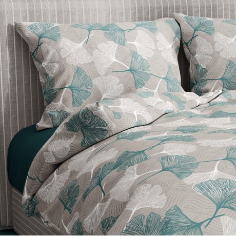 COPRIPIUMINO PETALI Verde in Puro cotone Made in Italy 2