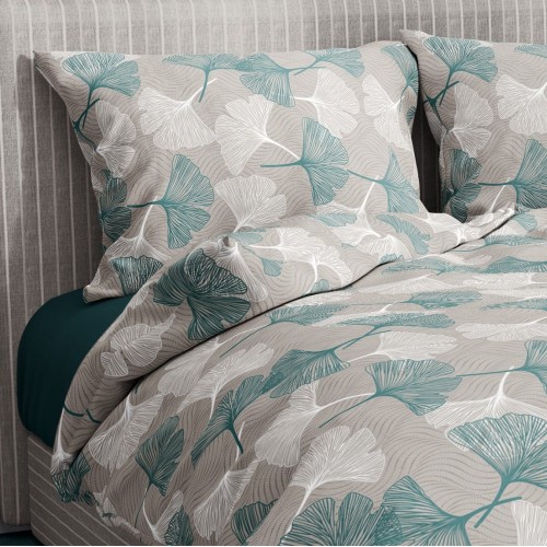 COPRIPIUMINO PETALI Verde in Puro cotone Made in Italy