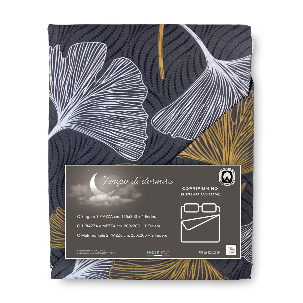 PETALI Gold Bettbezug aus reiner Baumwolle, hergestellt in Italien
