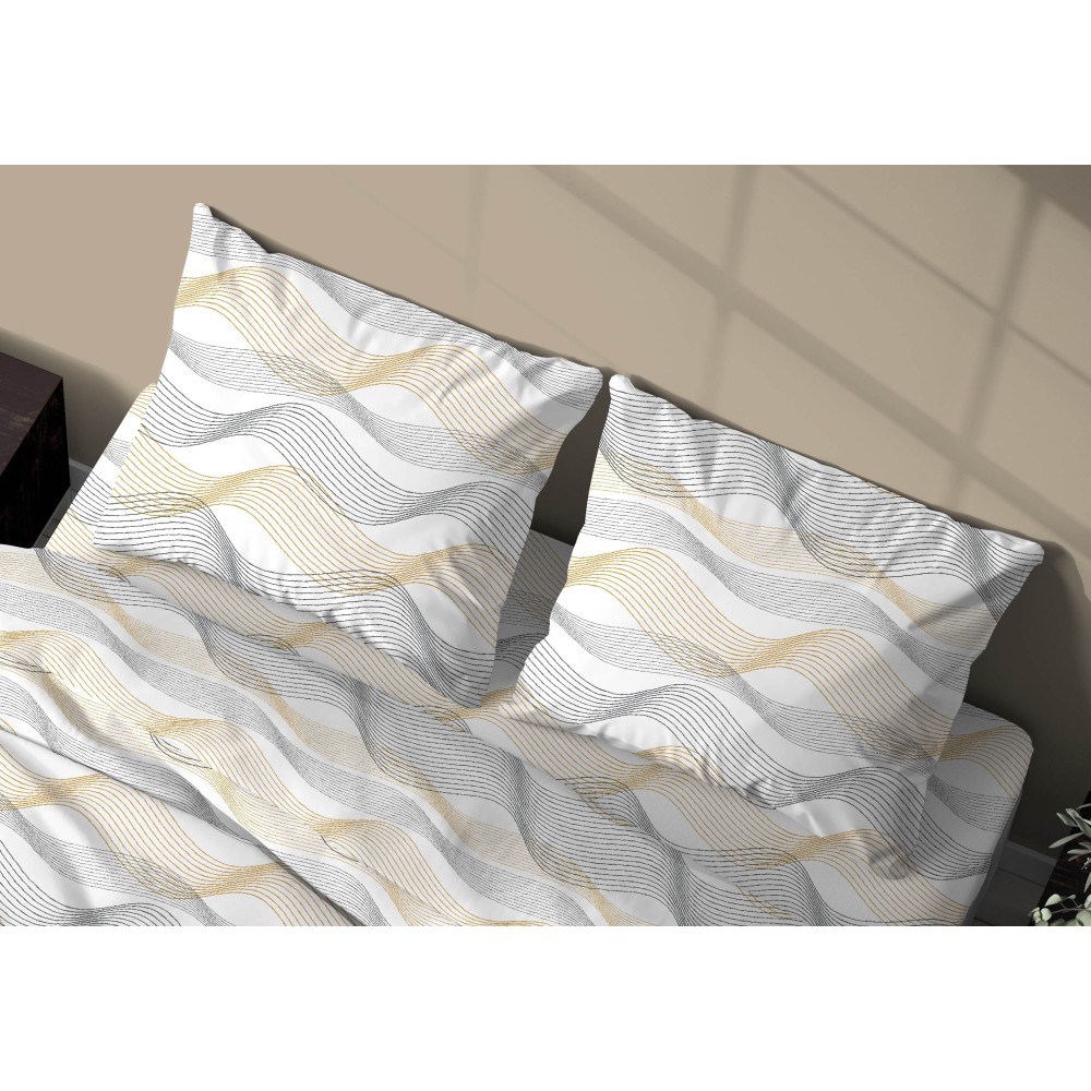 COMPLETO lenzuolo Invernale Felpate in FLANELLA Anti-Pilling CURVE Oro in Puro Cotone
