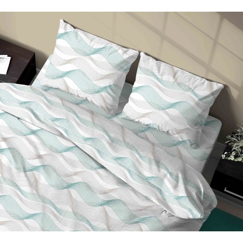 Drap d’hiver COMPLET Polaire en flanelle anti-boulochage CURVE vert en pur coton
