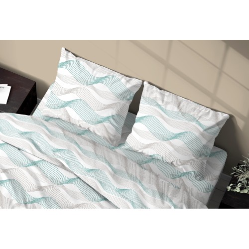 Drap d’hiver COMPLET Polaire en flanelle anti-boulochage CURVE vert en pur coton