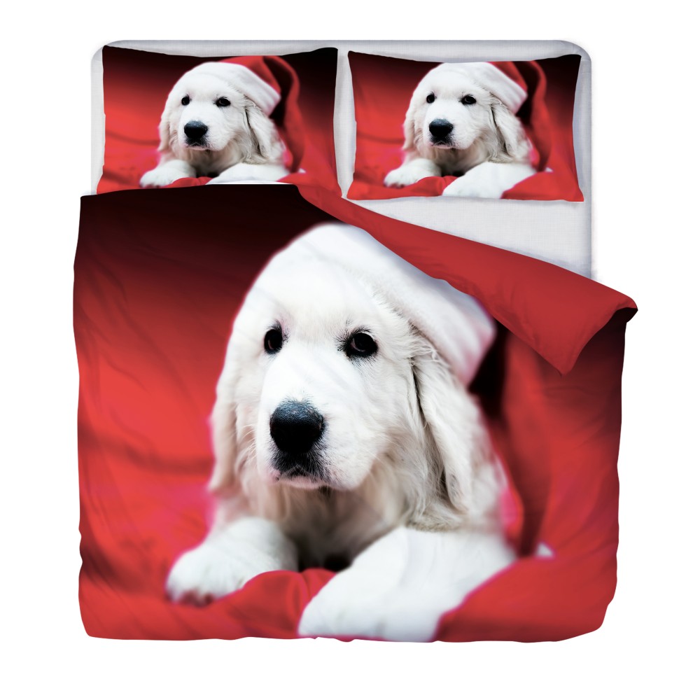 BETTBEZUG SATIN HD FOTOGRAFISCHER HUND Labrador Weihnachten